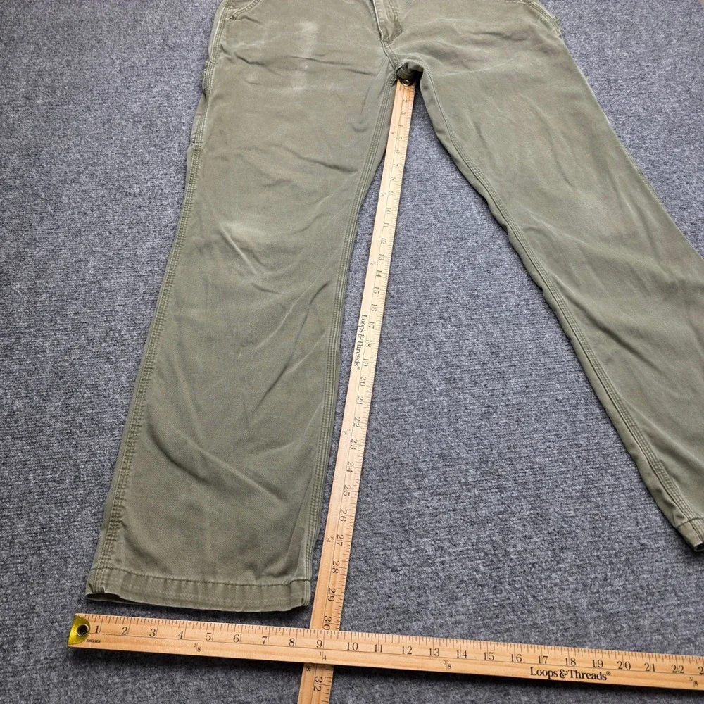 Carhartt Mens 34x32 B324 ARG Relaxed Fit Twill Carpenter Work Pants Olive Green
